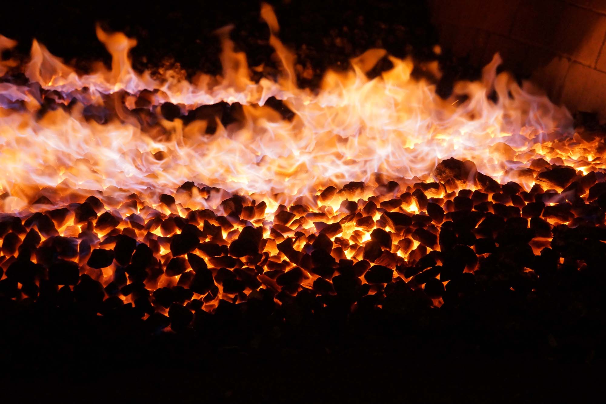 Peat burning fire
